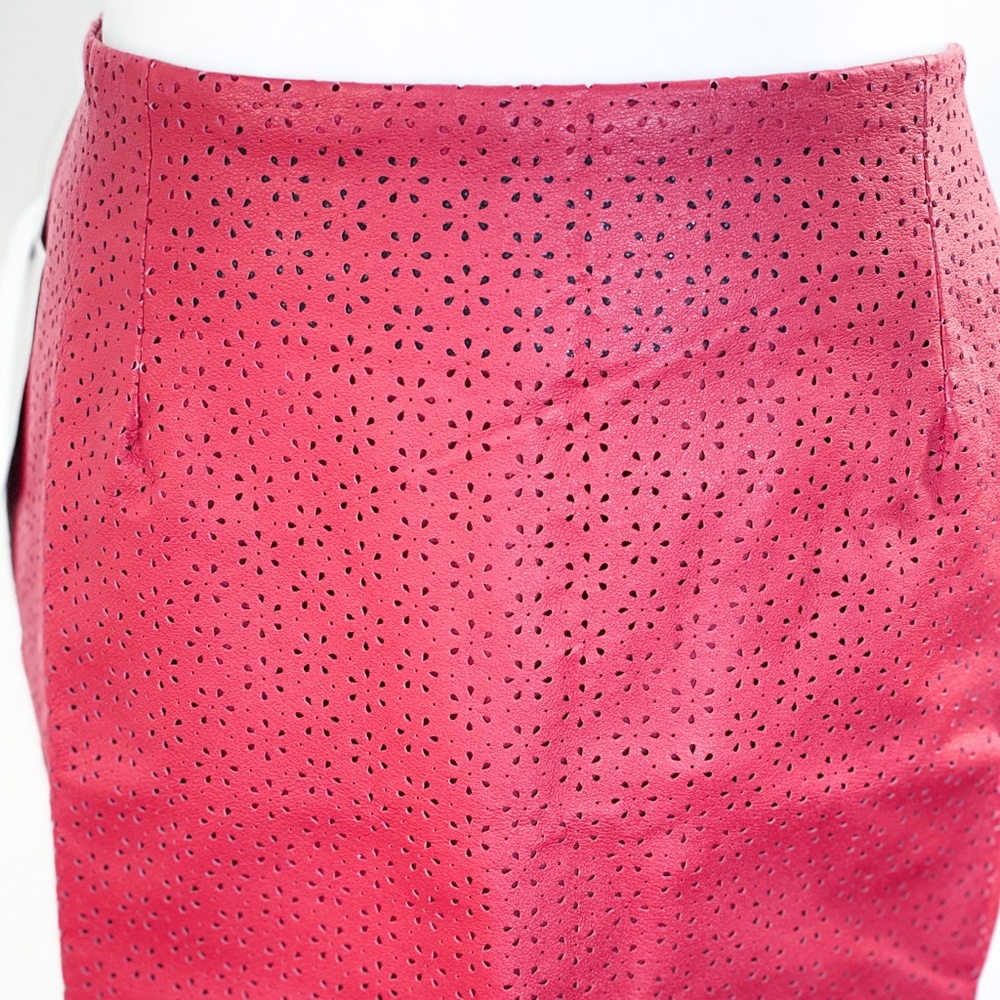NWT Bagatelle red laser cutout leather skirt 12